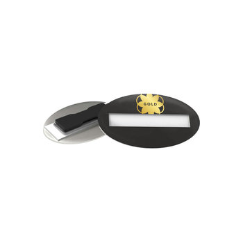 Badge Mae Metal, Oval, 74 x 50 mm, Magnet, Doming in full color