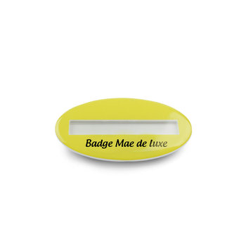 Badge Mae Oval, 74 x 50 mm, Nadel, 4c Doming