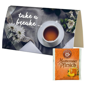 Beuteltee Mediterraner Pfirsich, ca. 2,5g, Werbekarte gefaltet