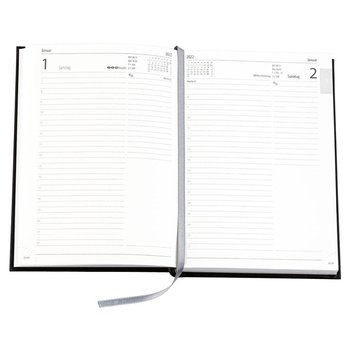 Buchkalender "Tages Chefkalender D", im Format 14,5 x 20,5 cm, 416 Seiten, grau, Decke Balacron schwarz