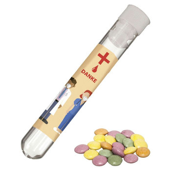 Bunte Schokolinsen, ca. 10g, Reagenzglas