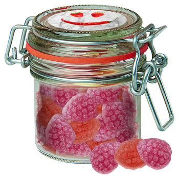 Erdbeer Chili Bonbons, ca. 60g, Bonbonglas Mini