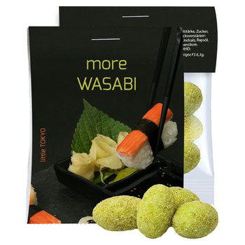 Erdnüsse Wasabi, ca. 10g, Express Midi-Tüte mit Werbereiter
