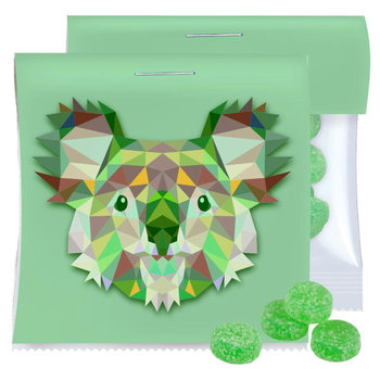 Eukalyptus Menthol Fruchtgummi ohne Gelatine, ca. 30g, Express Maxi-Tüte mit Werbereiter