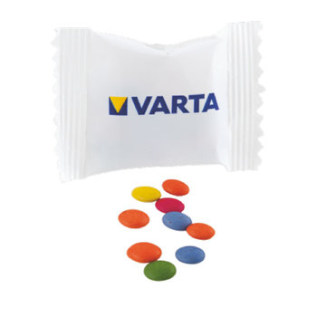 Flowpack mit 5 gr. Schokocarletties 1-3 Farben nicht all-over