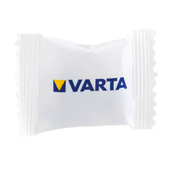 Flowpack mit 5 gr. Schokocarletties 4c Druck all-over