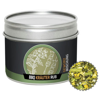 Gewürzmischung BBQ Kräuter Rub, ca. 40g, Metalldose mit Sichtfenster