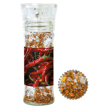 Gewürzmischung Chili-Salz, ca. 35g, transparente Gewürzmühle