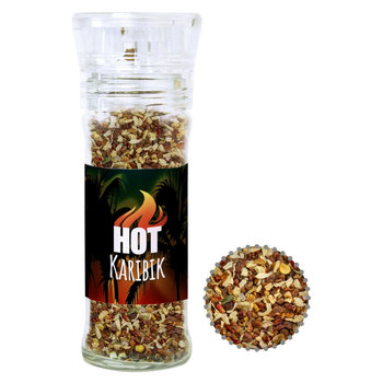 Gewürzmischung HOT Karibik Mix, ca. 35g, transparente Gewürzmühle