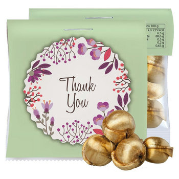 Goldnüsse Bonbons, ca. 15g, Express Midi-Tüte mit Werbereiter