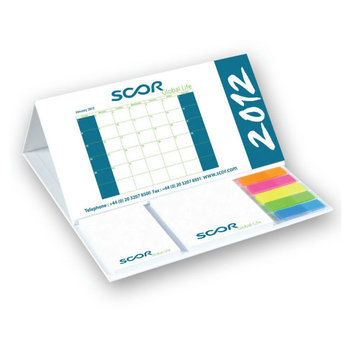 Hardcover-Aufstell-Kalender mit Haftnotizen und Indexstreifen