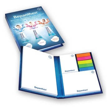 Hardcover-Booklet mit Notizblock, Haftnotizen und Indexstreifen