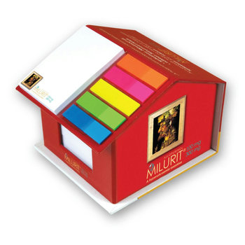 Hardcover-Haus mit Haftnotizen, Notizblätter und Indexstreifen