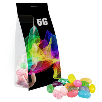 Jelly Beans süß-Mix, ca. 40g, Express Blockbodenbeutel mit Werbereiter