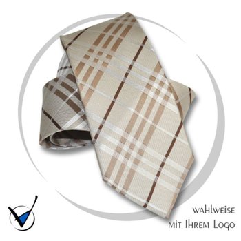 Krawatte Kollektion Dessin 43-4 - Beige mit braunen Streifen