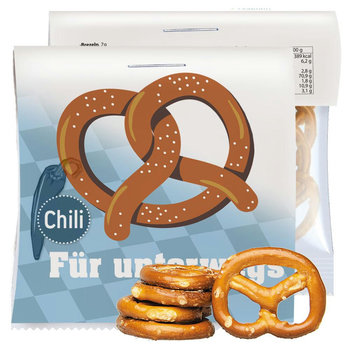 Mini Brezeln Chili, ca. 7g, Express Maxi-Tüte mit Werbereiter