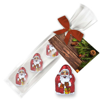 Mini Schoko-Weihnachtsmänner, ca. 20g, Express Präsent-Beutel mit Werbekarte