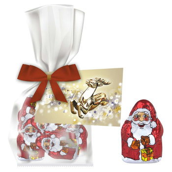 Mini Schoko-Weihnachtsmänner, ca. 35g, Express Flachbeutel mit Werbekarte