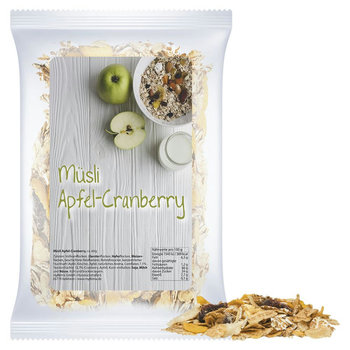 Müsli Apfel-Cranberry, ca. 60g, Express Maxi-Tüte mit Etikett