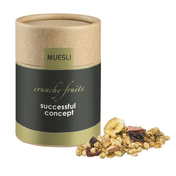 Müsli Knusper Früchte, ca. 50g, Biologisch abbaubare Eco Pappdose Midi