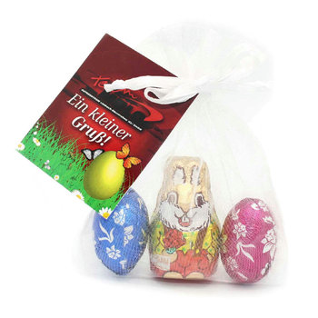 Organzasäckchen "Bunte Ostern", mit Grußkarte