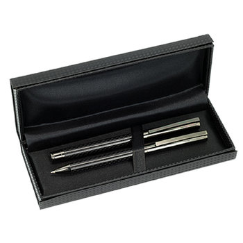 SAMAR Schreibset Metall Kohlefaser mit 1 Kugelschreiber und 1 Rollerball Peekay 