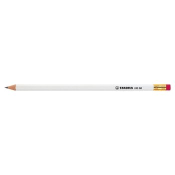 STABILO Grafitstift 6-kant weiß mit Radiergummi