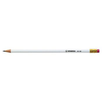 STABILO Grafitstift weiß mit Radiergummi