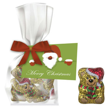Schoko-Weihnachtsbärchen, ca. 35g, Express Flachbeutel mit Werbekarte