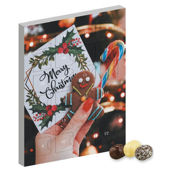 Schokolierte Kokoswürfel-Mix, ca. 80g, Adventskalender Mini Hochformat