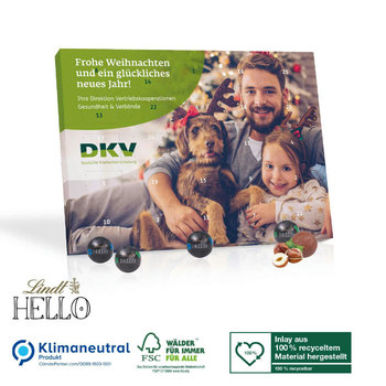 Tisch-Adventskalender Lindt „HELLO“, Inlay aus 100% recyceltem Material
