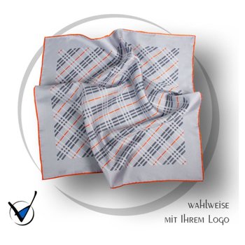 Tuch Kollektion Dessin 43-3A - Grau mit orangen Streifen