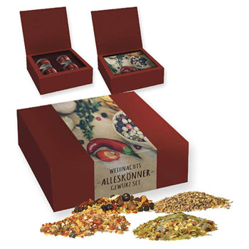 Verschiedene Weihnachts Gewürzmischungen, ca. 190g, Geschenk-Set Premium mit 4 Sichtfensterdosen