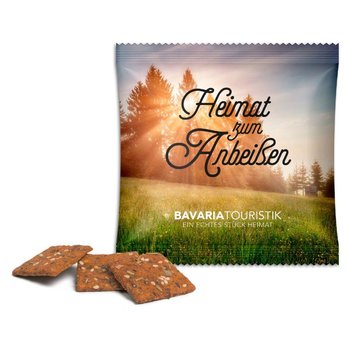 Vollkorn Snack im Werbetütchen