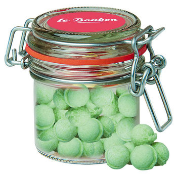 Waldmeister-Brause Bonbons, ca. 60g, Bonbonglas Mini