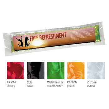 Wassereis im 5er Sortenmix (Kirsche, Waldmeister, Cola, Zitrone, Pfirsich), 40 ml, Express Schlauchtüte mit Etikett