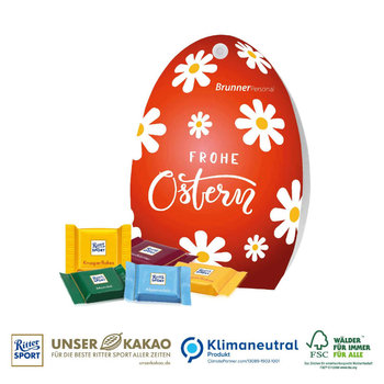 Werbe-Osterei mit Ritter SPORT Schokotäfelchen