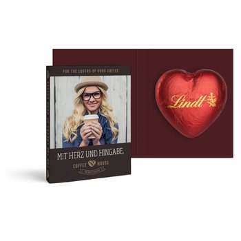 Werbekarte mit Lindt Schokoladen Herz 20 g