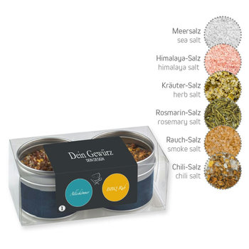 verschiedene Gewürzmischungen (Kategorie 1), 90-220g, Metalldose mit Sichtfenster im 2er Set